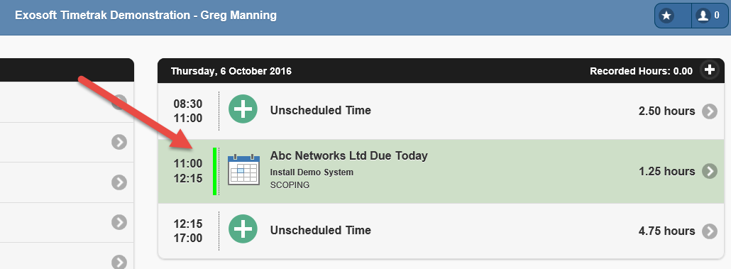 TimeTrak Mobile Appointment Categories