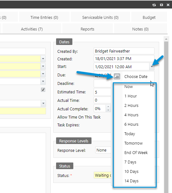 Changes to Task Due Date Behaviour