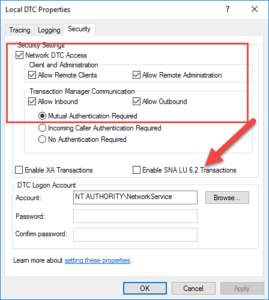 MSDTC Settings on your PC for TimeTrak