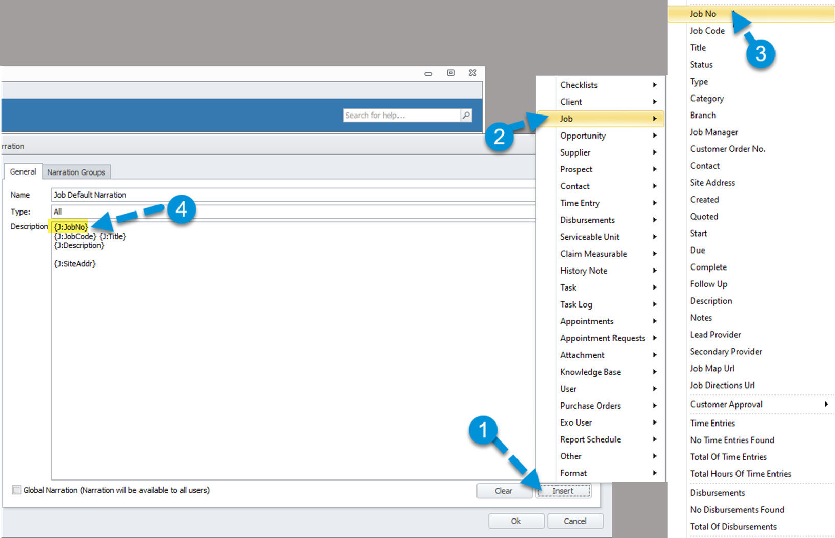 Standard Narrations in TimeTrak