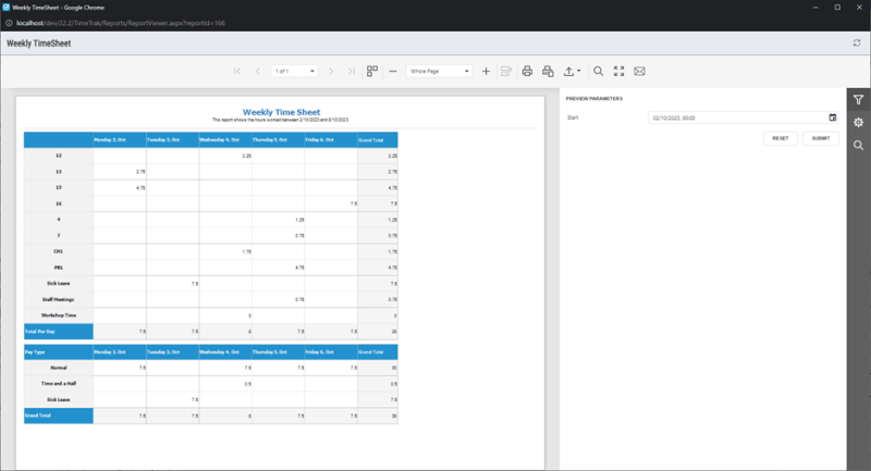 Weekly Time Sheet Report